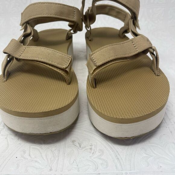 Teva Tan Beige Flatform Universal Platform Strappy Sandals Size 10 - Picture 2 of 7